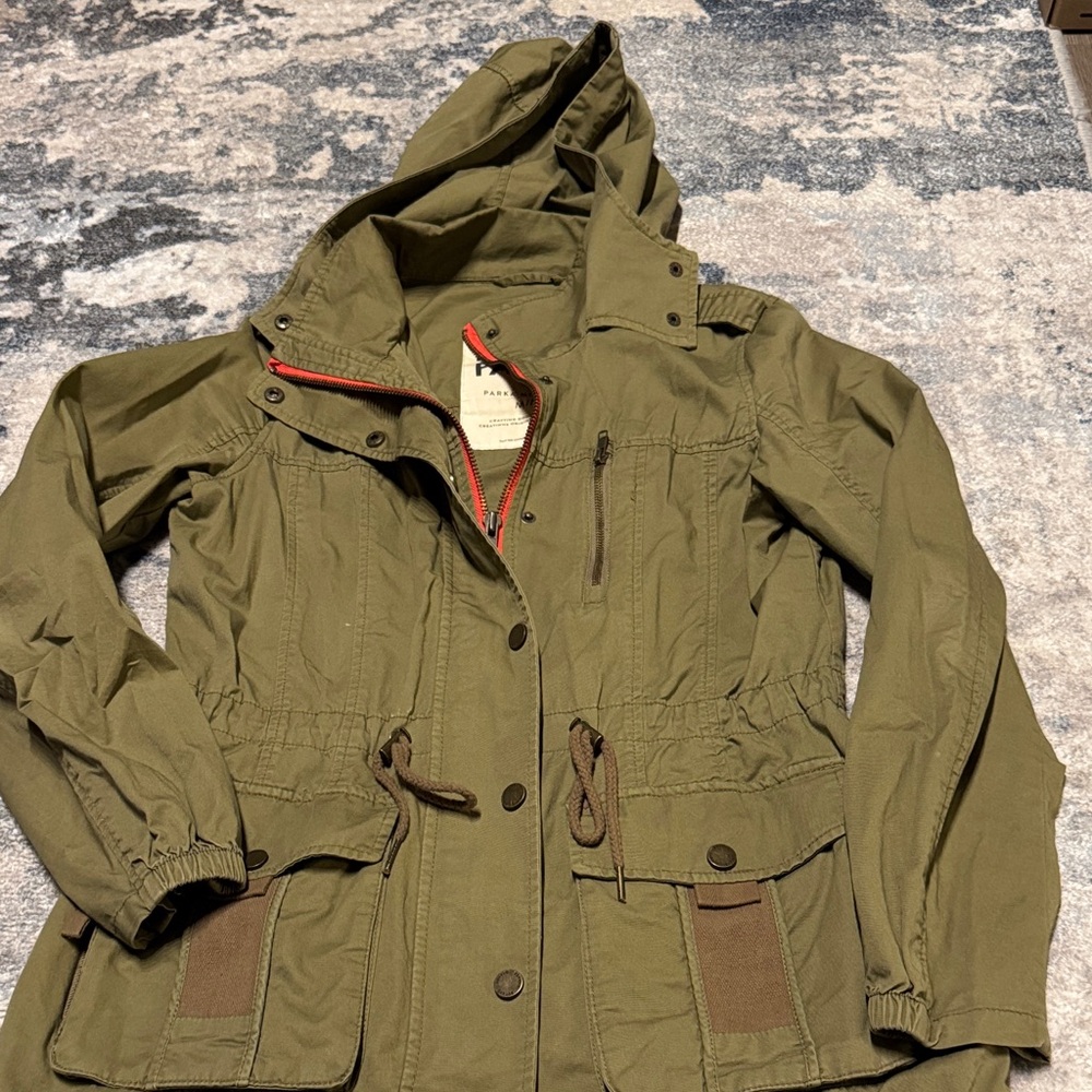 Garage Olive Utility Jacket with Hood